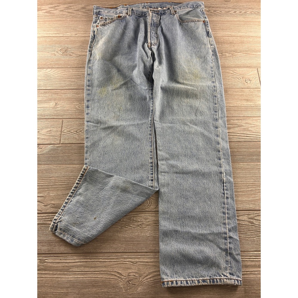 Levis 557 Relaxed Fit Straight Leg Light Wash Denim Jeans Blue Mens 40x34